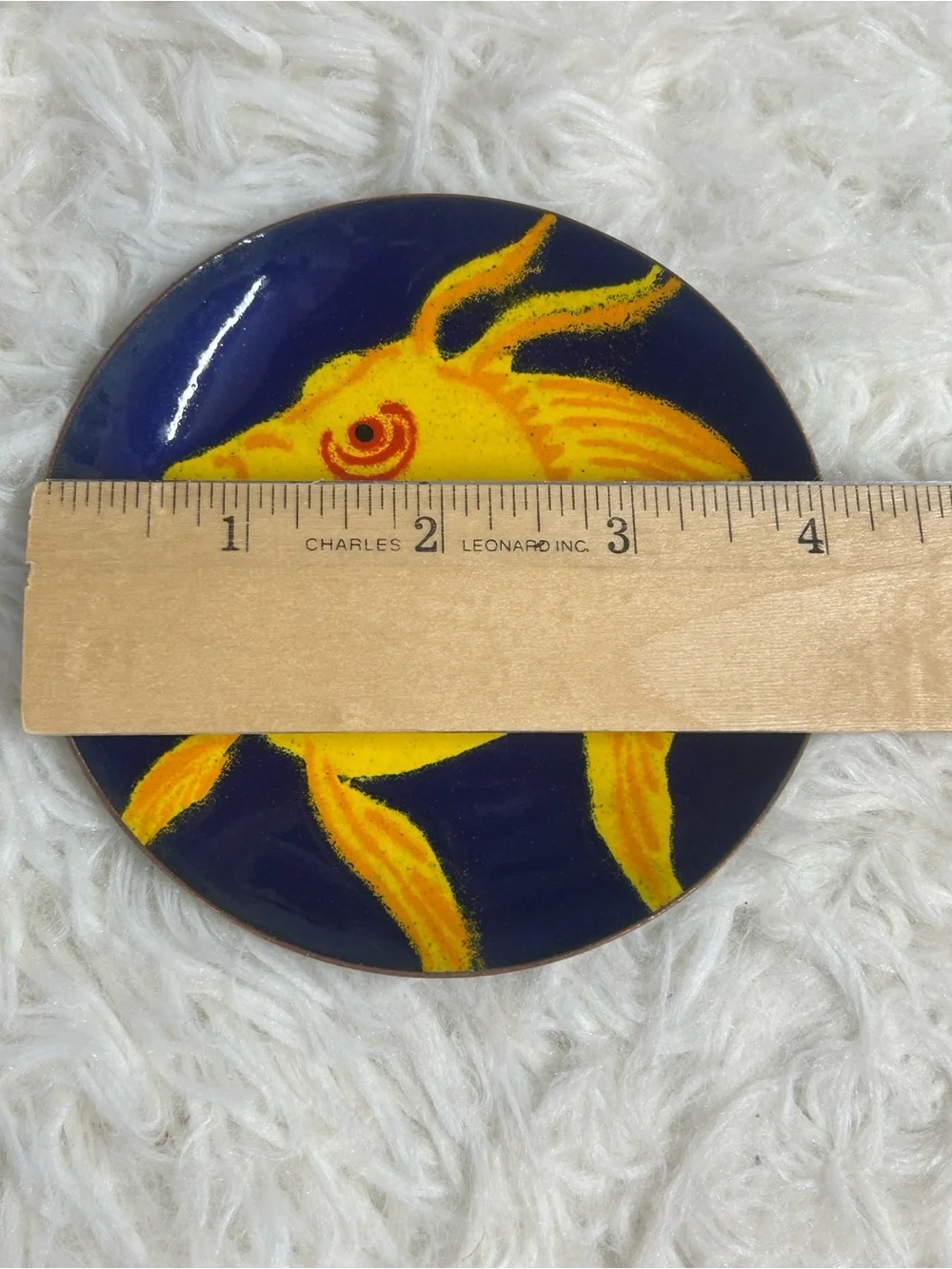 Yellow Ceramic Fish Decorative Plate - Navy Background